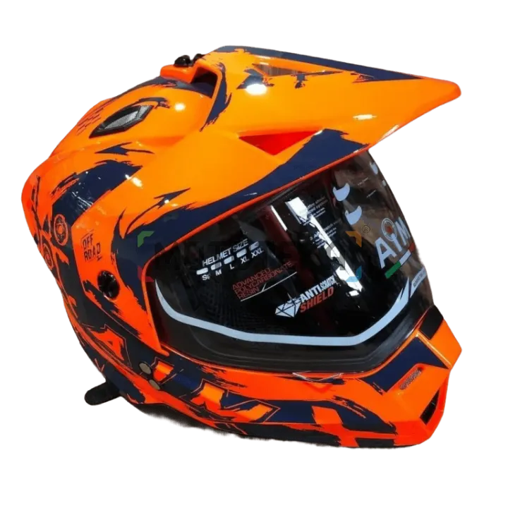 Шлем мото детский закрытый AiM (Аим) JK802Y Orange/Blue Y/L